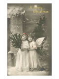 A Merry Christmas  Cherub and Girl