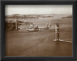 Sikorsky S-42 through the Golden Gate under Construction  San Francisco  1935