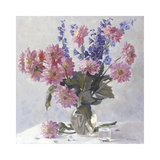Dahlias and Larkspur