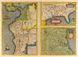 Peruviae Auriferae Regionis Typus Patent & La Florida (Latin America and Florida)  1584