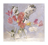 Cherry Blossom and Red Tulips