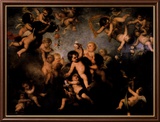 Cherubs Scattering Flowers