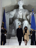 Barack Obama and His Wife Arrive at the Opening Inaugural Celebration at the Lincoln Memorial