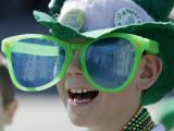 Waiting for Candy and Beads During the Annual St Patrick's Day Parade in Indianapolis