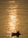 Chinese Man Fishing Along the Yangtze River  Just Upriver of the Three Gorges Dam in China