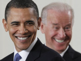 President Barack Obama and Vice President Joe Biden in the East Room of the White House