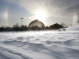 Sun Dog Forms Above the Desert Dome at Omaha's Henry Doorly Zoo  in Omaha  Nebraska
