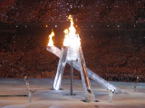 Wayne Gretzky and Others with Burning Olympic Cauldron  Opening Ceremonies for the XXI Winter Games