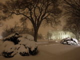Snow Covers the Lawn in Front of the White House in Washington