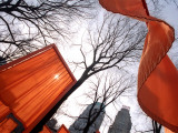 "The Gates" are Shown in Central Park in New York with Flowing Fabric the Color of a Sunrise