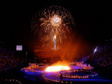 Fireworks Erupt During the Opening Ceremonies of the 2002 Winter Olympics in Salt Lake City