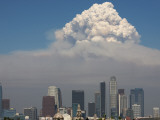 Smoke from the Station Fire Rises over Downtown Los Angeles