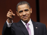 President Obama Points to Crowd before Signing Health Care and Education Reconciliation Act of 2010