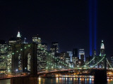 Tribute to Victims of World Trade Center Terrorist Attacks Lights Up the Sky Above Manhattan