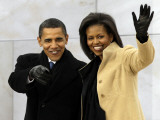 Barack Obama and His Wife Arrive at the Opening Inaugural Celebration at the Lincoln Memorial