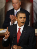 President Barack Obama Gestures While Delivering Speech on Healthcare to Joint Session of Congress