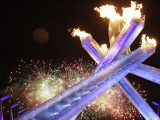 Olympic Flame Burns after the Opening Ceremony of the Vancouver 2010 Olympics