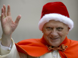 Pope Benedict XVI Waves to Pilgrims Upon His Arrival in St Peter's Square at the Vatican