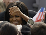 US First Lady Michelle Obama Greets the Crowd after Her Husband's Speech in Prague  Czech Republic