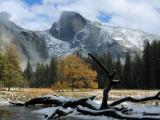 Half Dome is Seen with a Fresh Dusting of Snow in Yosemite National Park  California