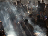 Afghan Men Take their Breakfast in a Tea Shop in Kabul  Afghanistan