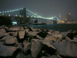 Snow Covered Rocks on the Brooklyn Shore of the East River