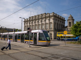 Luas Tram in Front of Heuston Station  Dublin  Ireland
