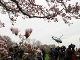 Marine One  with President Obama Aboard  Lifts Off from the South Lawn of the White House