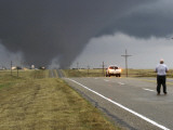 Driver Slows as a Tornado Crosses the Highway in Beaver County  Oklahoma