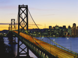 Oakland Bay Bridge at Dusk  San Francisco  California  USA