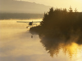 Float Plane on Beluga Lake at Dawn  Alaska  USA