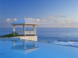 Gazebo Reflecting on Pool with Sea in Background  Long Island  Bahamas