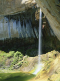Climber Rappels into Alcove  Calf Creek Falls  Grand Staircase-Escalante National Monument  Utah