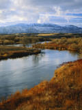 River Flowing Through Landscape  Bear River  Bannock Range  Cache Valley  Great Basin  Idaho