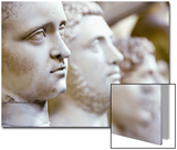 Close-Up of Statue Faces on a Shelf in the Vatican  Rome  Italy