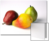 Three Pears  Red  Yellow and Green  on White Background