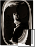 Female Nude Sleeping on Black Background in Oval Frame