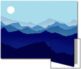 Layers of Mountain Ranges Lead to a Horizon with Bright Moon