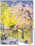 Watercolor Painting of a Park Scene