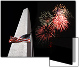 Collage of the Washington Monument  American Flag  and Fireworks