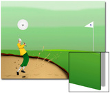 Golfer Strokes Ball Out of Sand Trap