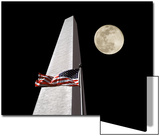 Collage of the Washington Monument  American Flag  and Moon