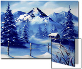 Snowy Mountains with Peaceful Cabin