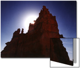 Silhouetted Deep Red Rock Spire  Bryce Canyon National Park  Utah  USA
