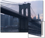Sunset Behind the Brooklyn Bridge and Manhattan on a Humid Summer Evening