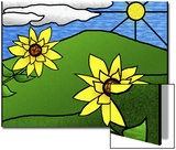 Stained Glass Sunflowers in the Sun