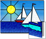 Two Sailboats Face the Sun