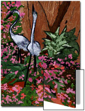 Two Heron Hunt Amongst Flowers