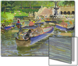 Watercolor Painting of Boats on in the Water at Central Park in New York City