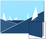 Blue Ocean Dotted with Light Skiffs